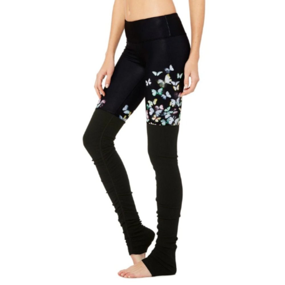 ALO YOGA Goddess Ribbed Leggings - Butterfly/Black